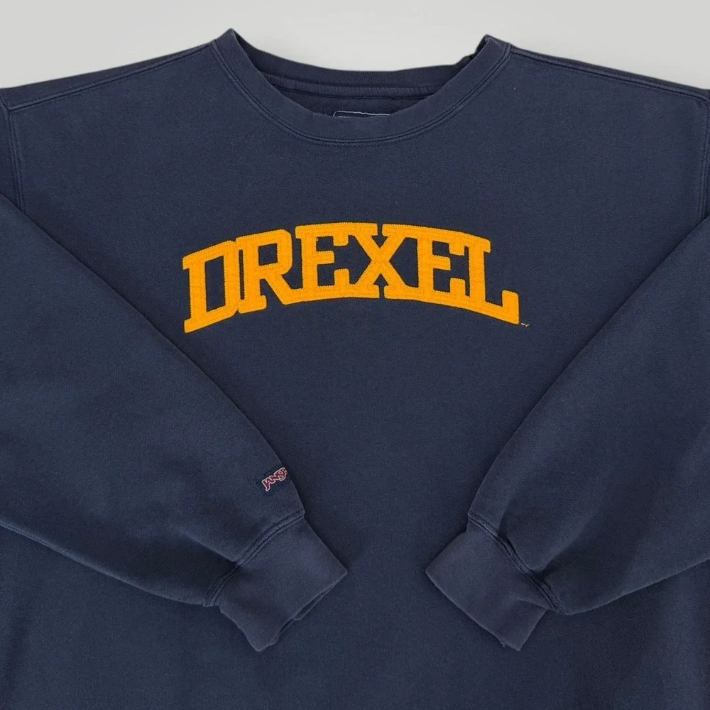 JanSport Drexel Sweatshirt Mens Large Blue NCAA Crewneck Fleece Pullover Y2K